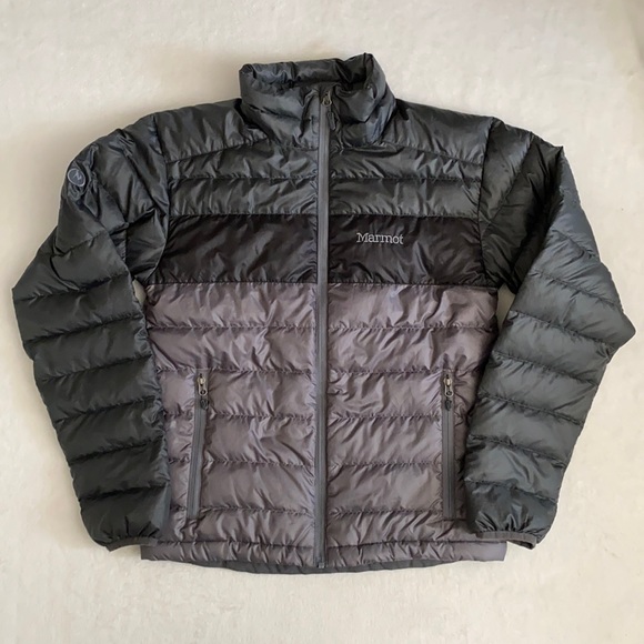 Marmot | Ares Ultralight 600 Fill Down Stripe Puffer Jacket Black/Gray 71260 (S) - Picture 1 of 16